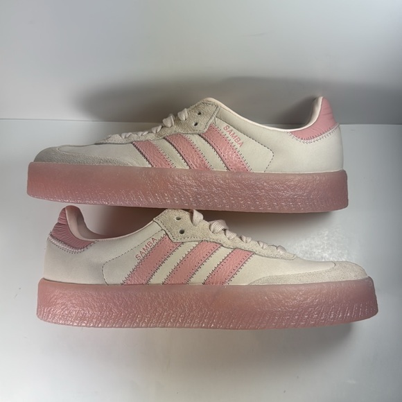 Adidas Sambae Wonder Quartz Women's Size 8.5 Cream Pink Leather Suede Sneakers - Picture 6 of 12